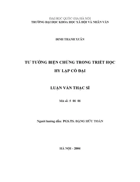Luận văn thạc sĩ tư tưởng biện chứng trong triết học hy lạp cổ đại