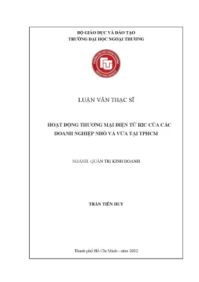 Luận văn thạc sĩ hoạt động thương mại điện tử b2c của các doanh nghiệp nhỏ và vừa tại tphcm