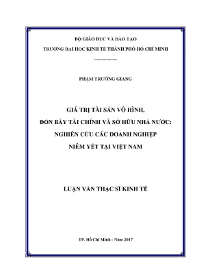 Luận văn thạc sĩ giá trị tài sản vô hình đòn bẩy tài chính và sở hữu nhà nước nghiên cứu các doanh nghiệp niêm yết tại việt nam
