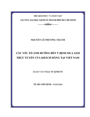 Luận văn thạc sĩ các yếu tố ảnh hưởng đến ý định mua sắm trực tuyến của khách hàng tại việt nam luận văn thạc sĩ