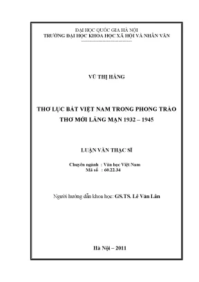 Luận văn thạc sĩ thơ lục bát việt nam trong phong trào thơ mới lãng mạn 1932 1945 luận văn ths văn học 60 22 34