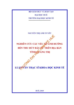 Luận văn thạc sĩ nghiên cứu các yếu tố ảnh hưởng đến thu hút đầu tư trên địa bàn tỉnh quảng trị