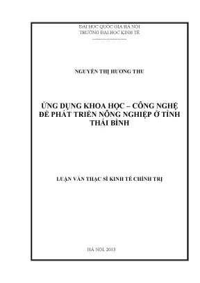 Luận văn thạc sĩ ứng dụng khoa học công nghệ để phát triển nông nghiệp ở tỉnh thái bình
