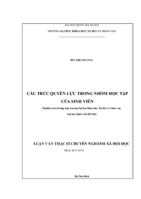Luận văn thạc sĩ cấu trúc quyền lực trong nhóm học tập của sinh viên nghiên cứu trường hợp trường đại học khoa học xã hội và nhân văn đại học quốc gia hà nội