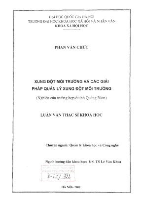 Luận văn thạc sĩ xung đột môi trường và các giải pháp quản lý xung đột môi trường nghiên cứu trường hợp ở tỉnh quảng nam