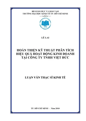 Luận văn thạc sĩ hoàn thiện kỹ thuật phân tích hiệu quả hoạt động kinh doanh tại công ty tnhh việt đức