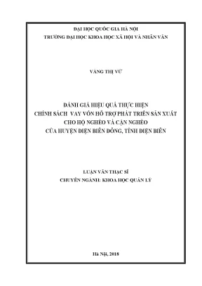 Luận văn thạc sĩ đánh giá hiệu quả thực hiện chính sách vay vốn hỗ trợ phát triển sản xuất cho hộ nghèo và cận nghèo của huyện điện biên đông tỉnh điện biên