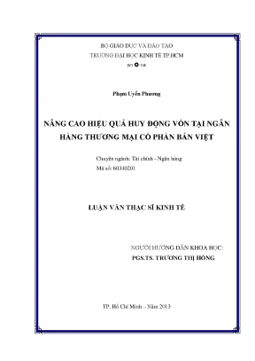 Luận văn thạc sĩ nâng cao hiệu quả huy động vốn tại ngân hàng tmcp bản việt luận văn thạc sĩ