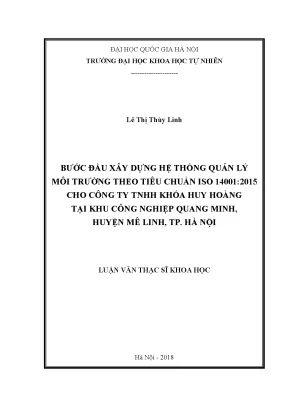 Luận văn thạc sĩ bước đầu xây dựng hệ thống quản lý môi trường theo tiêu chuẩn iso 140012015 cho công ty tnhh khóa huy hoàng tại khu công nghiệp quang minh huyện mê linh thành phố hà nội