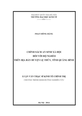 Luận văn thạc sĩ chính sách an sinh xã hội đối với hộ nghèo trên địa bàn huyện lệ thủy tỉnh quảng bình