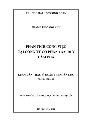 Luận văn thạc sĩ phân tích công việc tại công ty cổ phần tâm đức cẩm phả