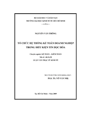 Luận văn thạc sĩ tổ chức hệ thống kế toán doanh nghiệp trong điều kiện tin học hóa luận văn thạc sĩ