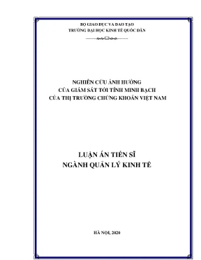 Luận án tiến sĩ nghiên cứu ảnh hưởng của giám sát tới tính minh bạch của thị trường chứng khoán việt nam