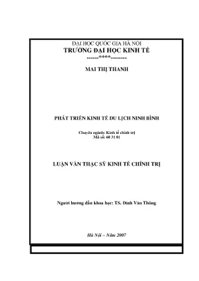 Luận văn thạc sĩ phát triển kinh tế du lịch ninh bình