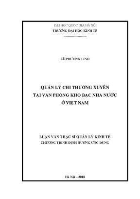 Luận văn thạc sĩ quản lý chi thường xuyên tại văn phòng kho bạc nhà nước ở việt nam