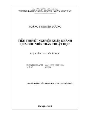 Luận văn thạc sĩ tiểu thuyết nguyễn xuân khánh qua góc nhìn trần thuật học