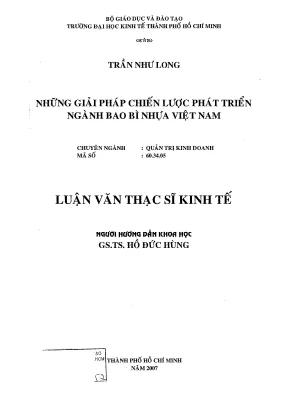 Luận văn thạc sĩ các giải pháp chiến lược phát triển ngành bao bì nhựa việt nam luận văn thạc sĩ