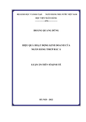Luận án tiến sĩ hiệu quả hoạt động kinh doanh của ngân hàng tmcp bắc á