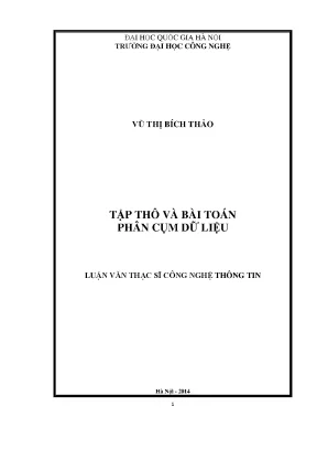 Luận văn thạc sĩ tập thô và bài toán phân cụm