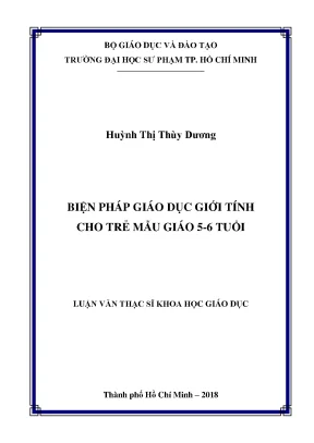 Luận văn thạc sĩ biện pháp giáo dục giới tính cho trẻ mẫu giáo 5 6 tuổi