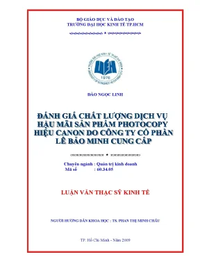 Luận văn thạc sĩ đánh giá chất lượng dịch vụ hậu mãi sản phẩm photocopy hiệu canon do công ty cổ phần lê bảo minh cung cấp