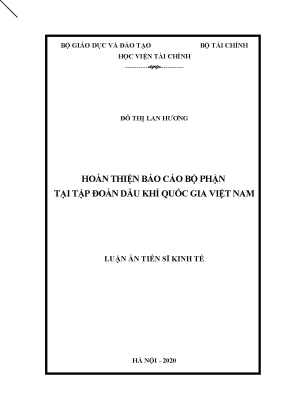 Luận án tiến sĩ hoàn thiện báo cáo bộ phận tại tập đoàn dầu khí quốc gia việt nam
