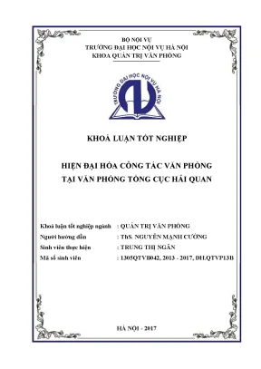 Luận văn tốt nghiệp hiện đại hóa công tác văn phòng tại văn phòng tổng cục hải quan