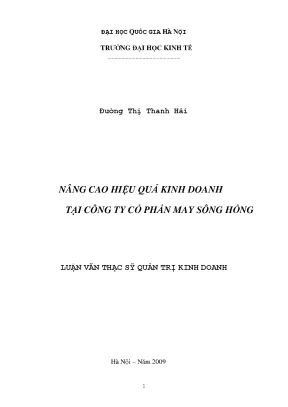Luận văn thạc sĩ nâng cao hiệu quả kinh doanh tại công ty cổ phần may sông hồng