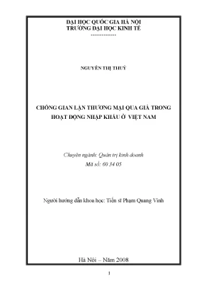 Luận văn thạc sĩ chống gian lận thương mại qua giá trong hoạt động nhập khẩu ở việt nam
