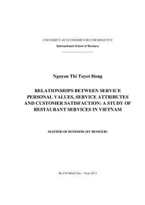 Luận văn thạc sĩ relationships between service personal values service attributes and customer satisfaction a study of restaurant services in vietnam