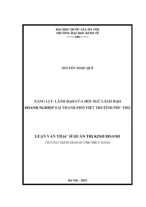 Luận văn thạc sĩ năng lực lãnh đạo của đội ngũ lãnh đạo doanh nghiệp tại thành phố việt trì tỉnh phú thọ