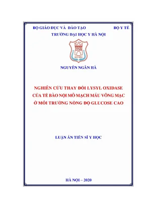 Luận án tiến sĩ nghiên cứu thay đổi lysyl oxidase của tế bào nội mô mạch máu võng mạc ở môi trường nồng độ glucose cao