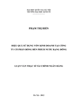 Luận văn thạc sĩ hiệu quả sử dụng vốn kinh doanh tại công ty cổ phần bóng đèn phích nước rạng đông