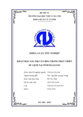 Luận văn tốt nghiệp khai thác giá trị văn hoá trong phát triển du lịch tại tỉnh hà giang