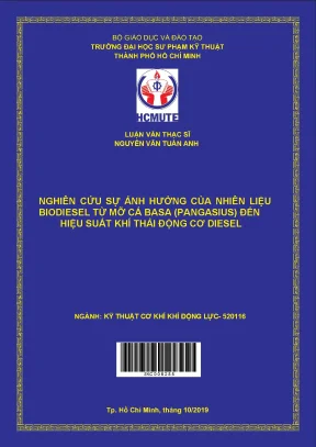 Luận văn thạc sĩ hcmute nghiên cứu sự ảnh hưởng của nhiên liệu biodiesel từ mỡ cá basa pangasius đến hiệu suất và khí thải động cơ diesel