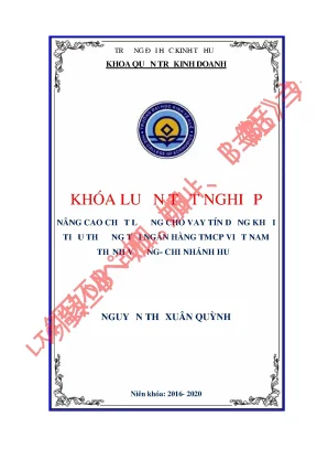 Luận văn tốt nghiệp nâng cao chất lượng cho vay tín dụng khối tiểu thương tại ngân hàng tmcp việt nam thịnh vượng chi nhánh huế