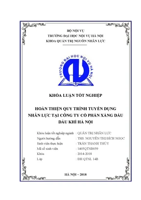 Luận văn tốt nghiệp hoàn thiện quy trình tuyển dụng tại công ty cổ phần xăng dầu dầu khí hà nội