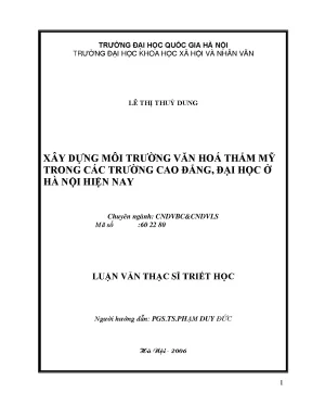 Luận văn thạc sĩ xây dựng môi trường văn hoá thẩm mỹ trong các trường cao đẳng đại học ở việt nam hiện nay