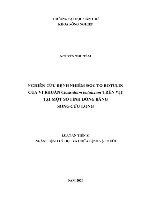 Luận án tiến sĩ nghiên cứu bệnh nhiễm độc tố botulin của vi khuẩn clostridium botulinum trên vịt tại một số tỉnh đồng bằng sông cửu long
