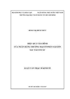 Luận văn thạc sĩ hiệu quả tài chính của ngân hàng thương mại cổ phần sài gòn sau tái cơ cấu