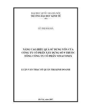 Luận văn thạc sĩ nâng cao hiệu qủa sử dụng vốn của công ty cổ phần xây dựng số 9 thuộc tổng công ty cổ phần vinaconex