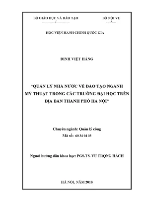 Luận văn thạc sĩ quản lý nhà nước về đào tạo ngành mỹ thuật trong các trường đại học trên địa bàn thành phố hà nội