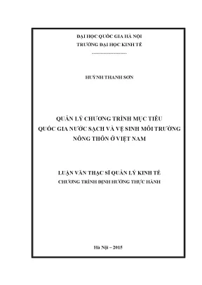 Luận văn thạc sĩ quản lý chương trình mục tiêu quốc gia nước sạch và vệ sinh môi trường nông thôn ở việt nam