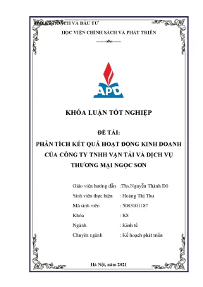 Luận văn tốt nghiệp phân tích kết quả hoạt động kinh doanh của công ty tnhh vận tải và dịch vụ thương mại ngọc sơn