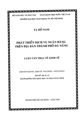 Luận văn thạc sĩ phát triển dịch vụ ngân hàng trên địa bàn tp đà nẵng