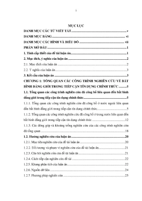 Luận án bất bình đẳng giới trong tiếp cận tín dụng chính thức của các hộ gia đình ở nông thôn việt nam