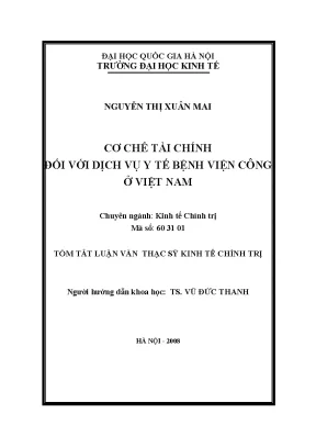 Luận văn thạc sĩ cơ chế tài chính đối với dịch vụ y tế bệnh viện công ở việt nam