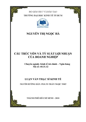 Luận văn thạc sĩ cấu trúc vốn và tỷ suất lợi nhuận của doanh nghiệp việt nam
