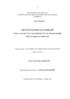 Luận văn thạc sĩ một số giải pháp tài chính để nâng cao năng lực cạnh tranh của các doanh nghiệp việt nam khi gia nhập wto luận văn thạc sĩ
