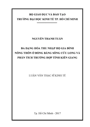 Luận văn thạc sĩ đa dạng hóa thu nhập hộ gia đình nông thôn ở đồng bằng sông cửu long và phân tích trường hợp tỉnh kiên giang